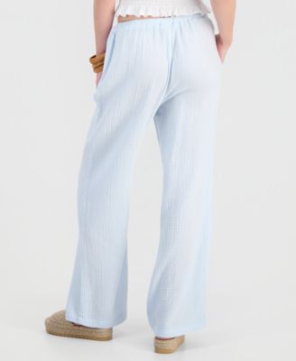 Juniors' Cotton Gauze Drawstring Beach Pants