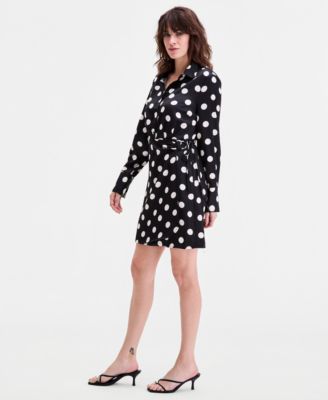 Women's Long-Sleeve Side-Ruched Shirtdress