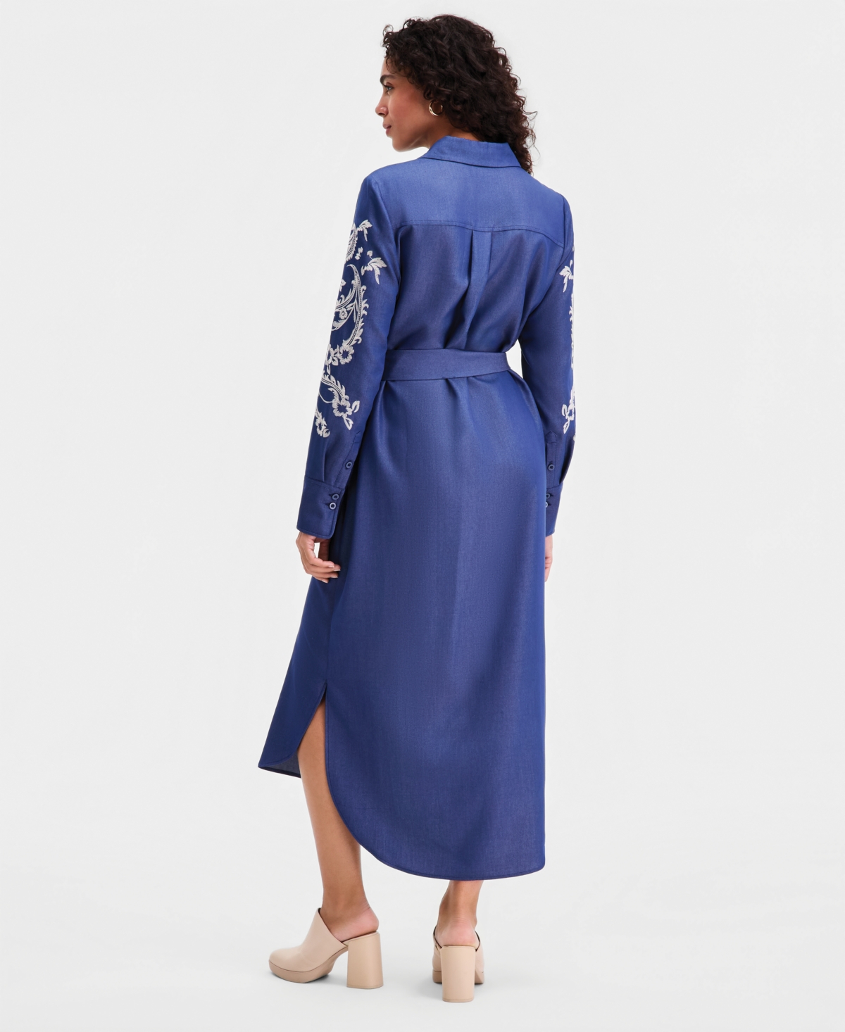 Sam Edelman Women's Embroidered-Sleeve Denim Shirtdress