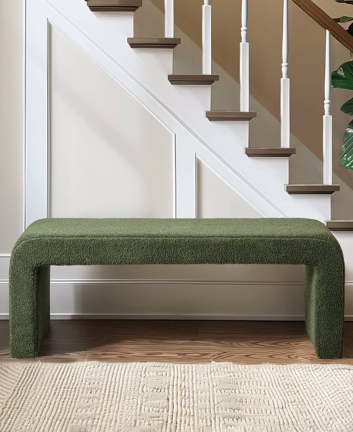 Ink+ivy Steve 52"w Boucle Waterfall Bench In Green
