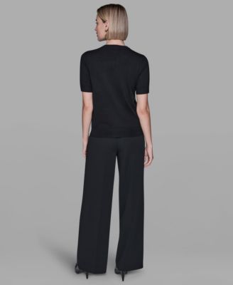 Women's Crewneck Big Bow Applique Detail Sweater