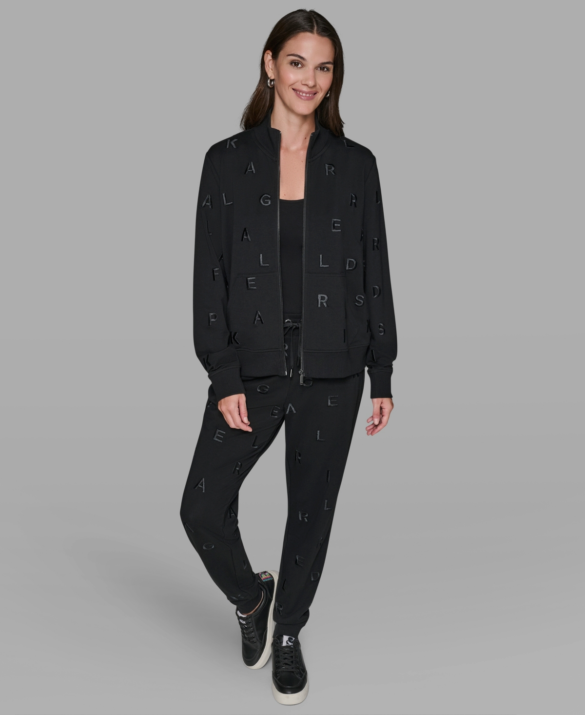 Karl Lagerfeld Women's Logo Detail Long Sleeve Jacket In Black