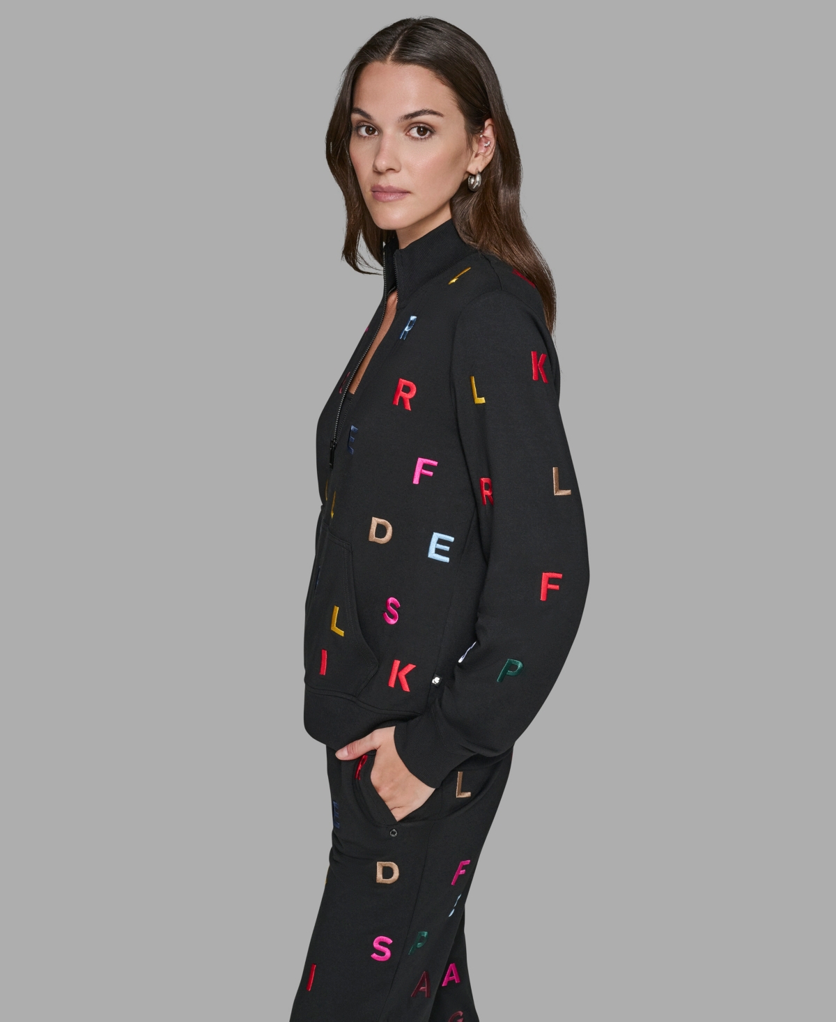 Karl Lagerfeld Women's Logo Detail Long Sleeve Jacket In Black