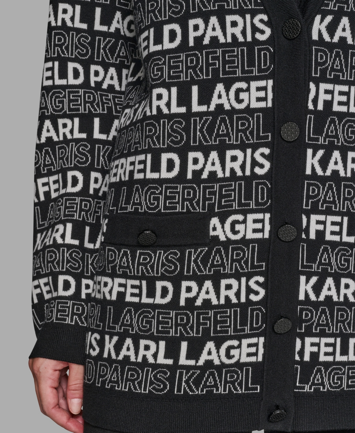 Karl Lagerfeld Paris Women's Linear V-Neck Cardigan Sweater