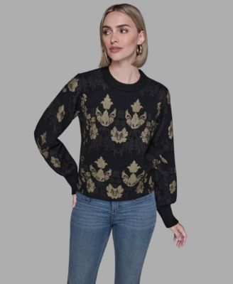 KARL LAGERFELD PARIS - Women's Baroque Floral Crewneck Sweater