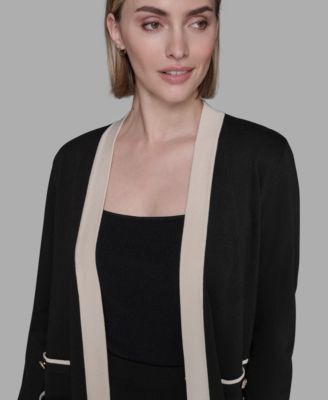 Framed Long Button Down Cardigan Sweater