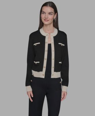 Women's Contrast Trim Crewneck Sweater