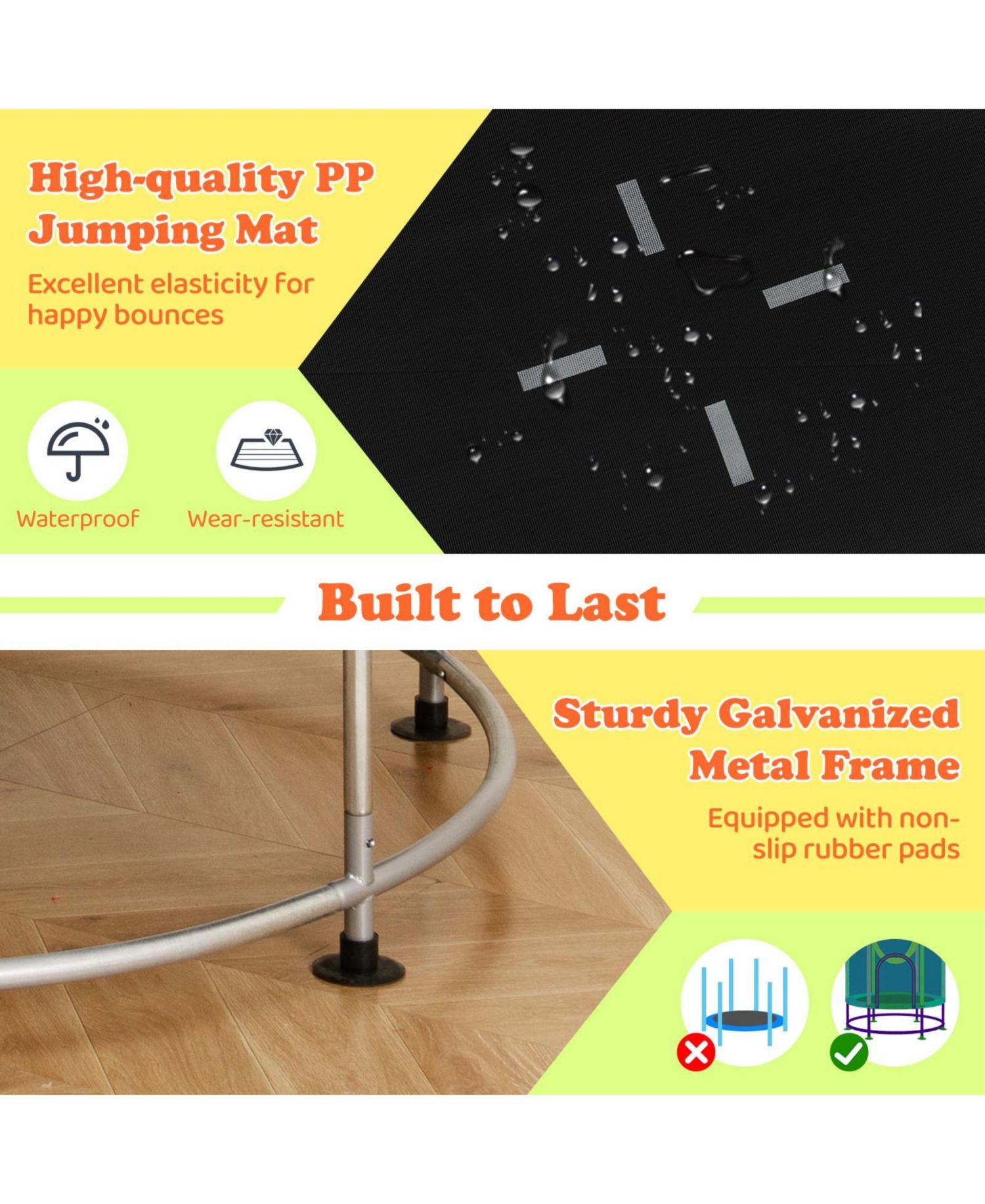 Kids Ages 3-6 6-in-1 Trampoline with Safety Net
