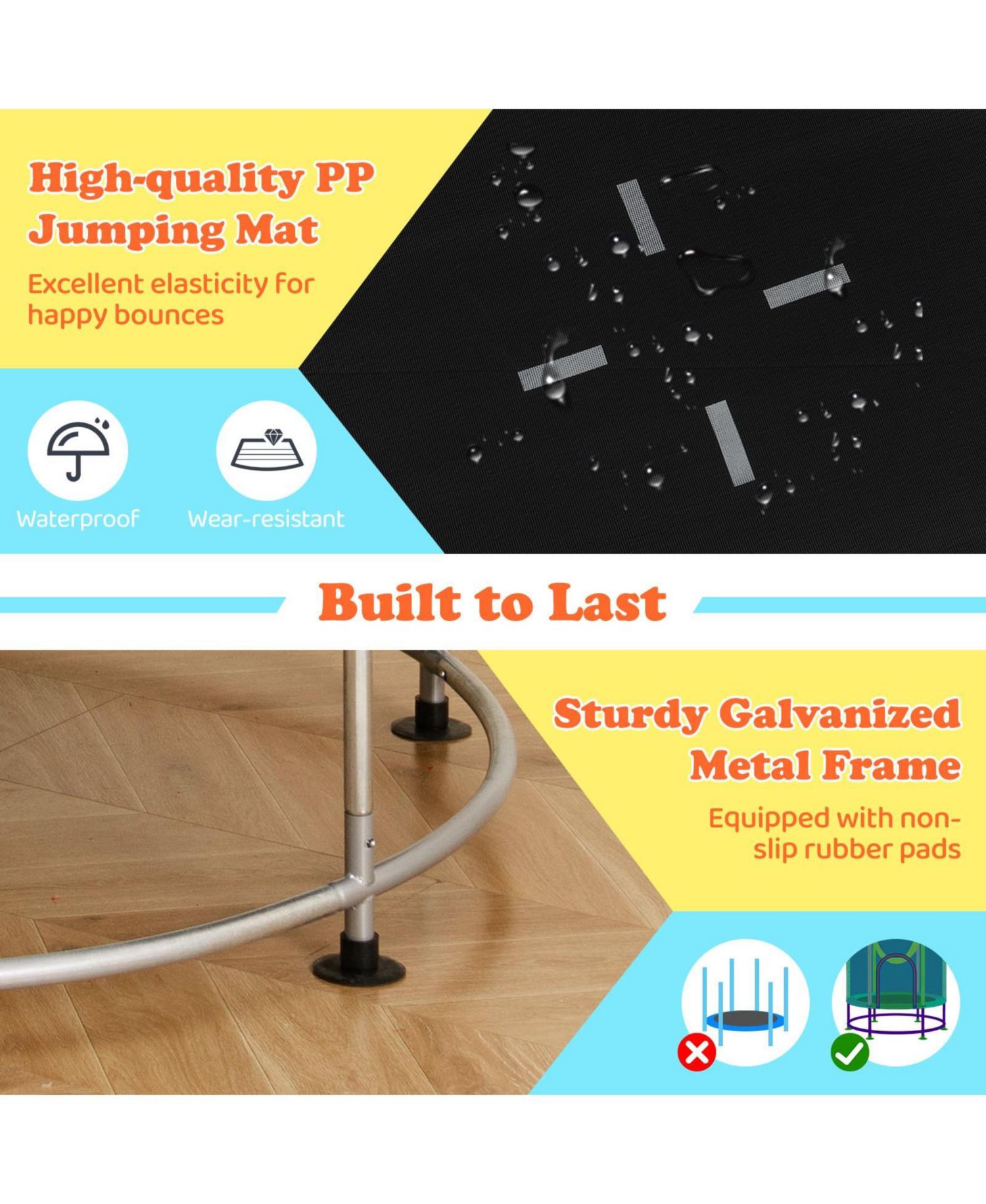 Kids Ages 3-6 6-in-1 Trampoline with Safety Net