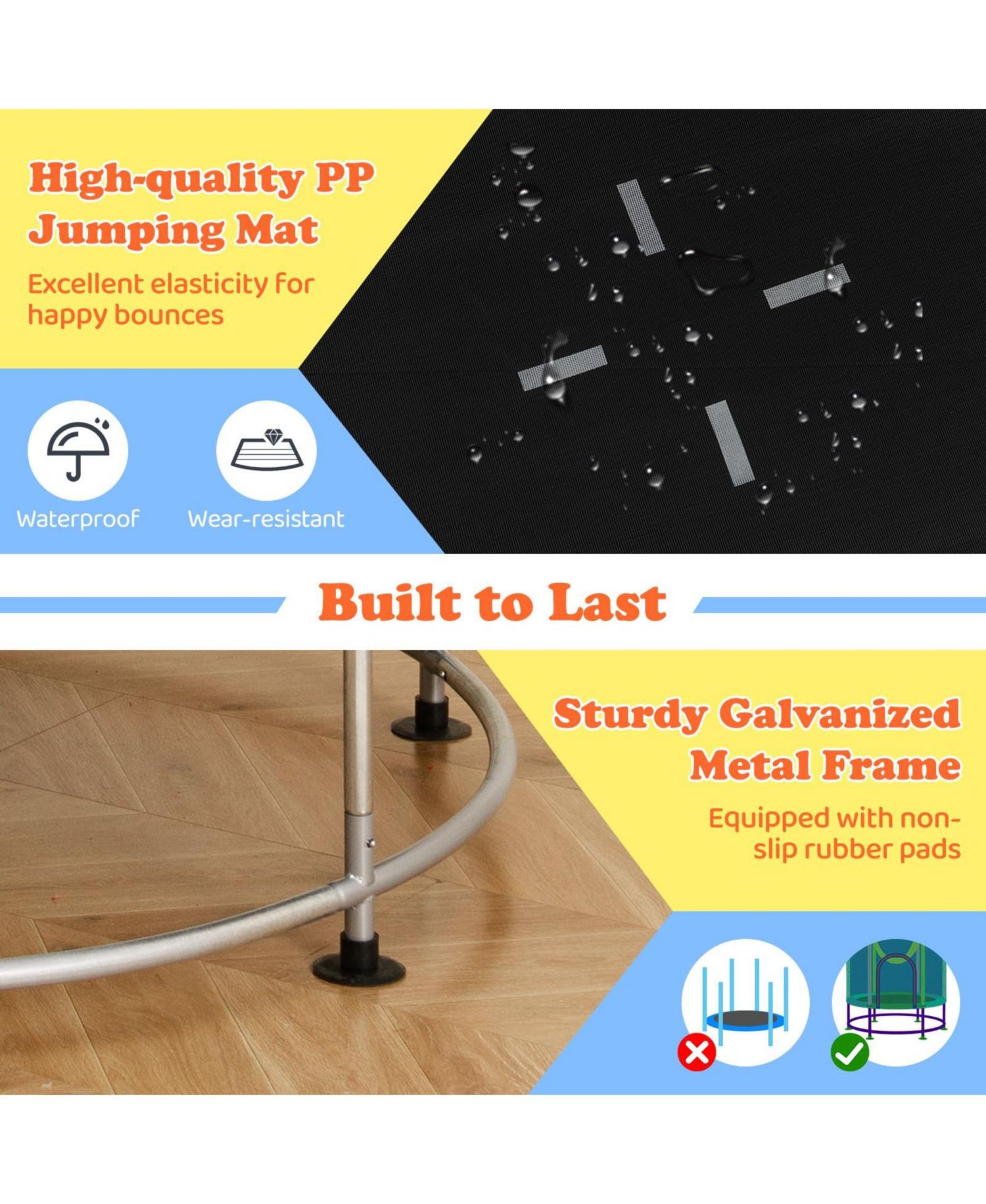Kids Ages 3-6 6-in-1 Trampoline with Safety Net