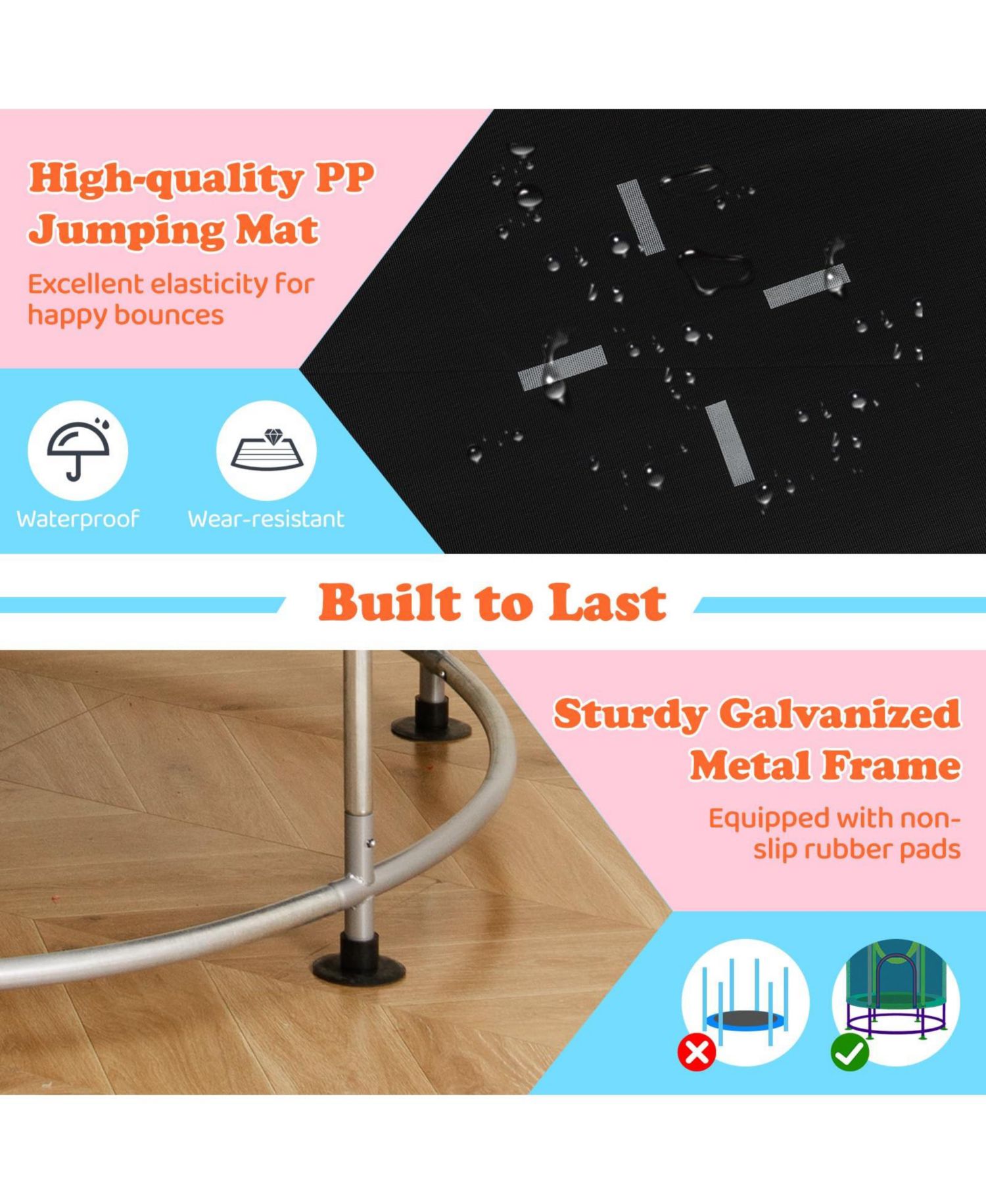 Kids Ages 3-6 6-in-1 Trampoline with Safety Net