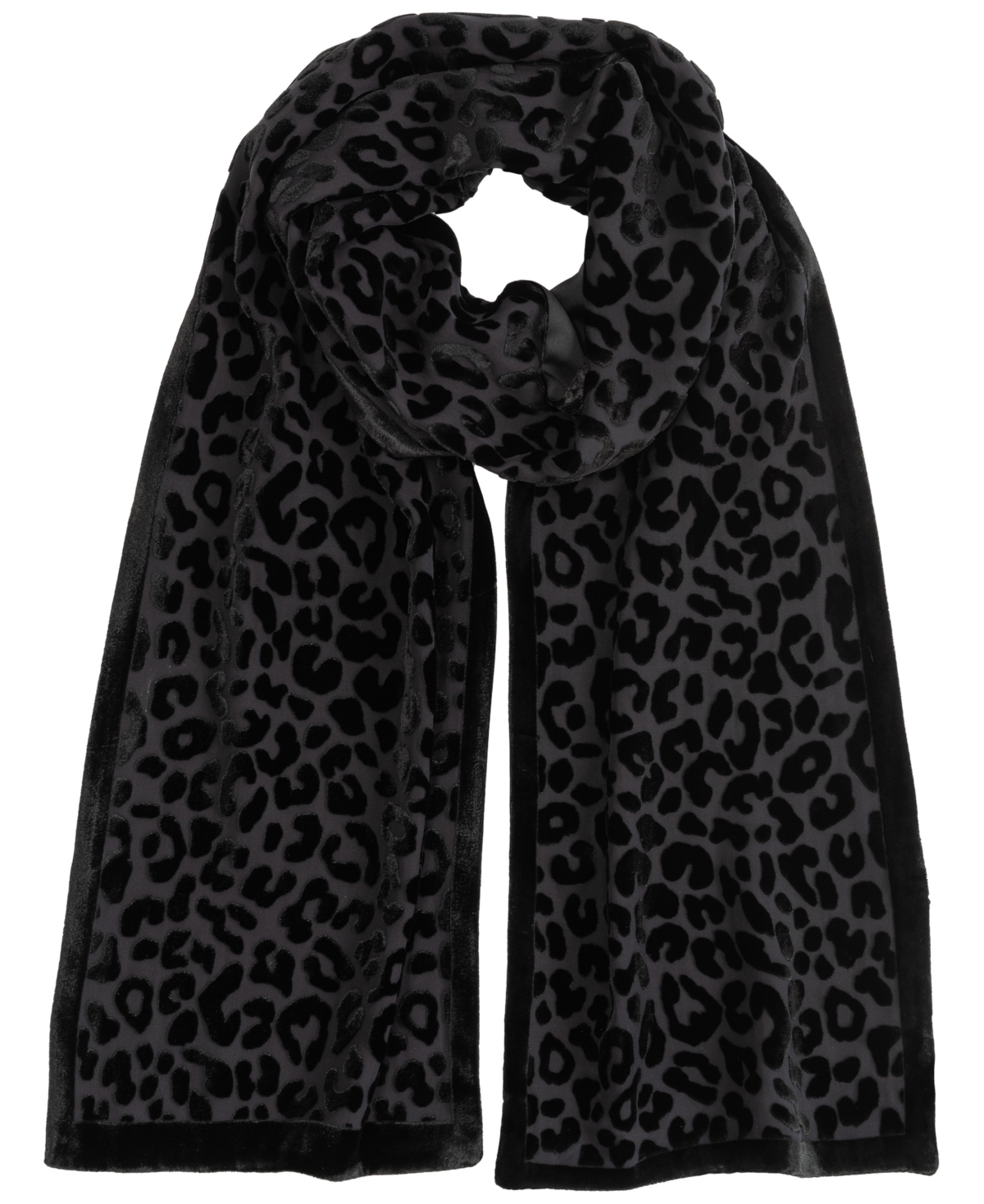 Ralph Lauren Animal Velvet Burnout Oblong Scarf In Black
