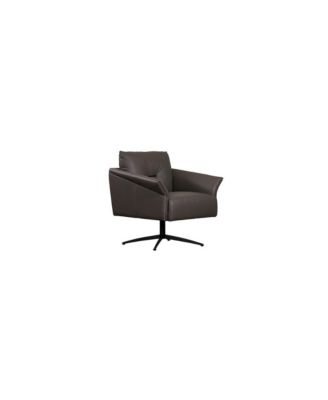 Virgo Swivel Leather Accent Chair, Gray