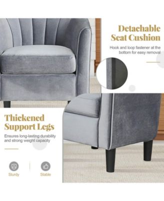 Barrel Chair with Ottoman Footrest Curved Backrest Armrests Removable Seat Cushion