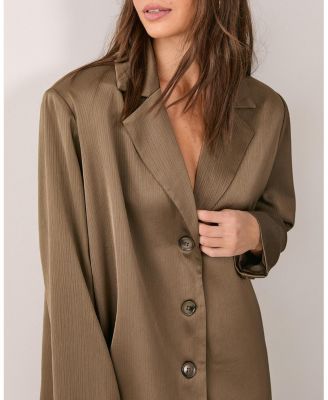 Women's Satin Pleated Oversized Blazer