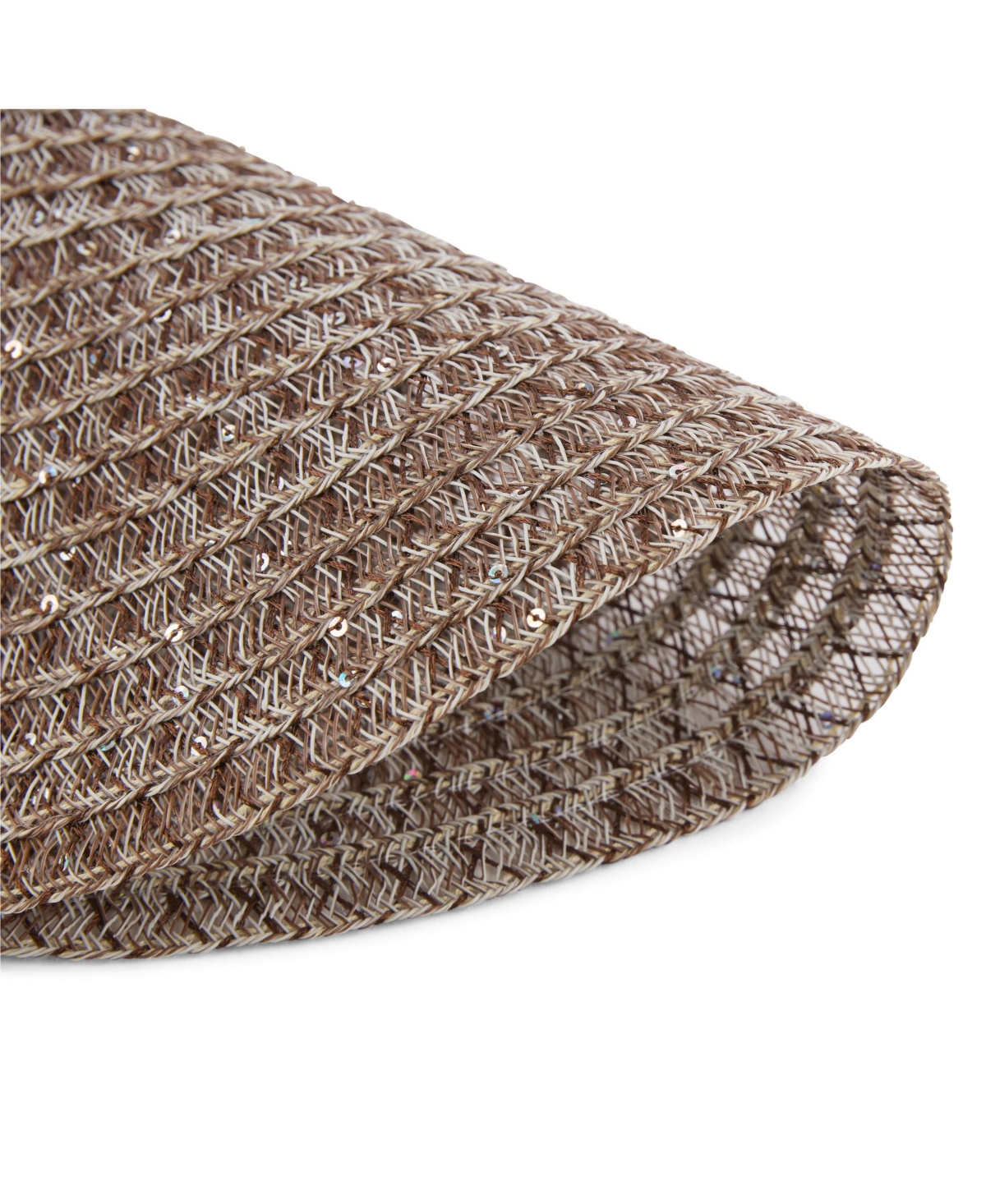 Dainty Home Starlight 15" Round Woven Placemats Set of 6 Durable Reversible Non-Slip Table Mats with Sequins