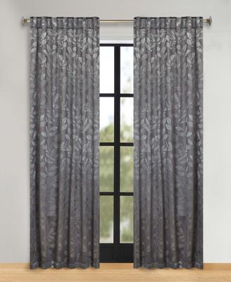Leaves Modern Bohemian Back Tab Blackout Curtain Set, 52"x 96"