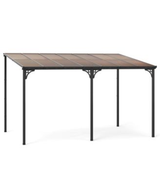10' X 13' Wall-Mounted Patio Gazebo with Sloped Polycarbonate Roof Metal Frame