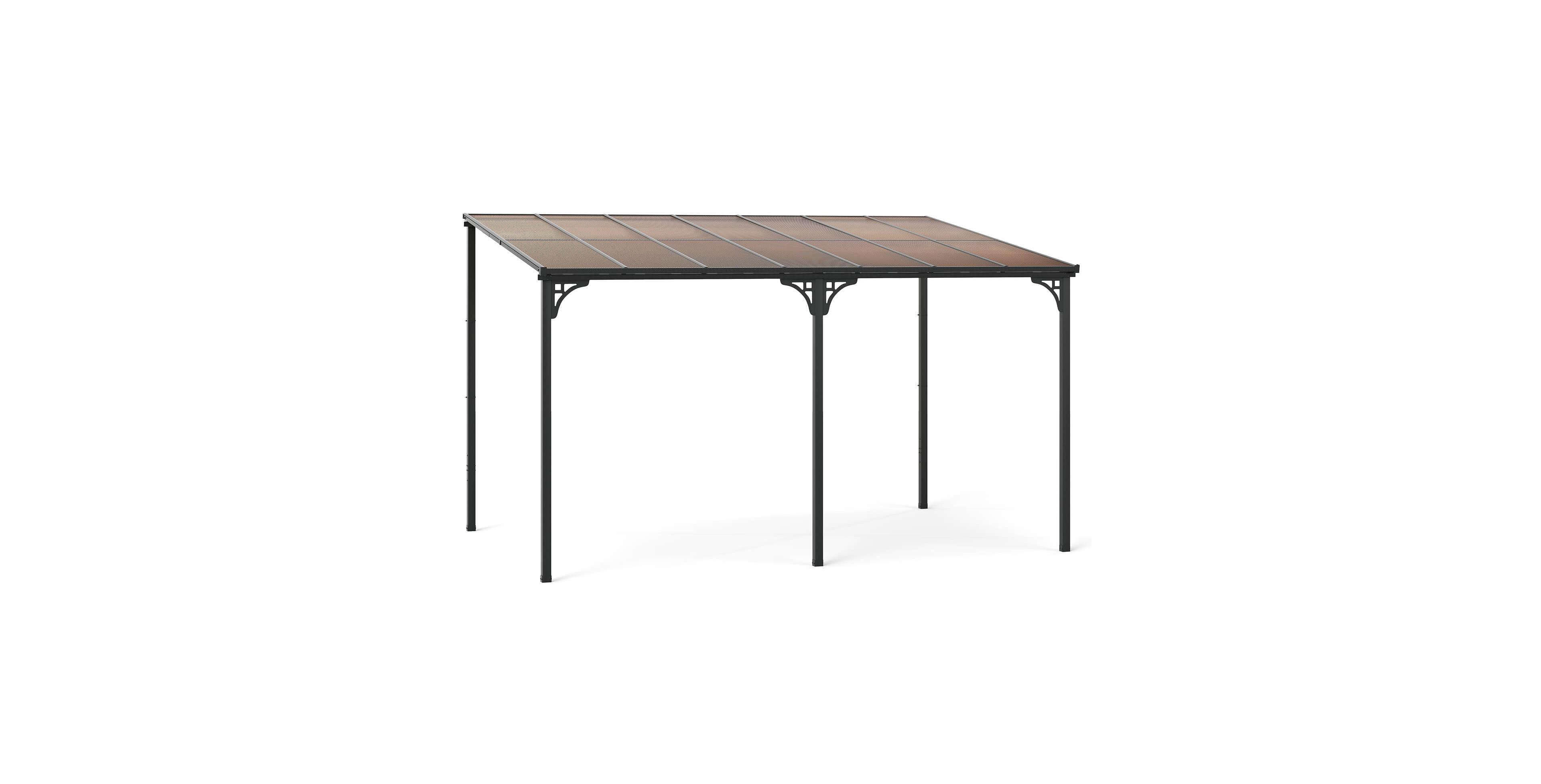 Costway 10' X 13' Wall-Mounted Patio Gazebo with Sloped Polycarbonate Roof Metal Frame