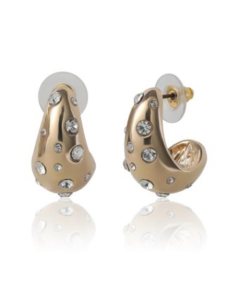 Gold-Tone Pave Polka Dot Sculptural Hoop Earrings