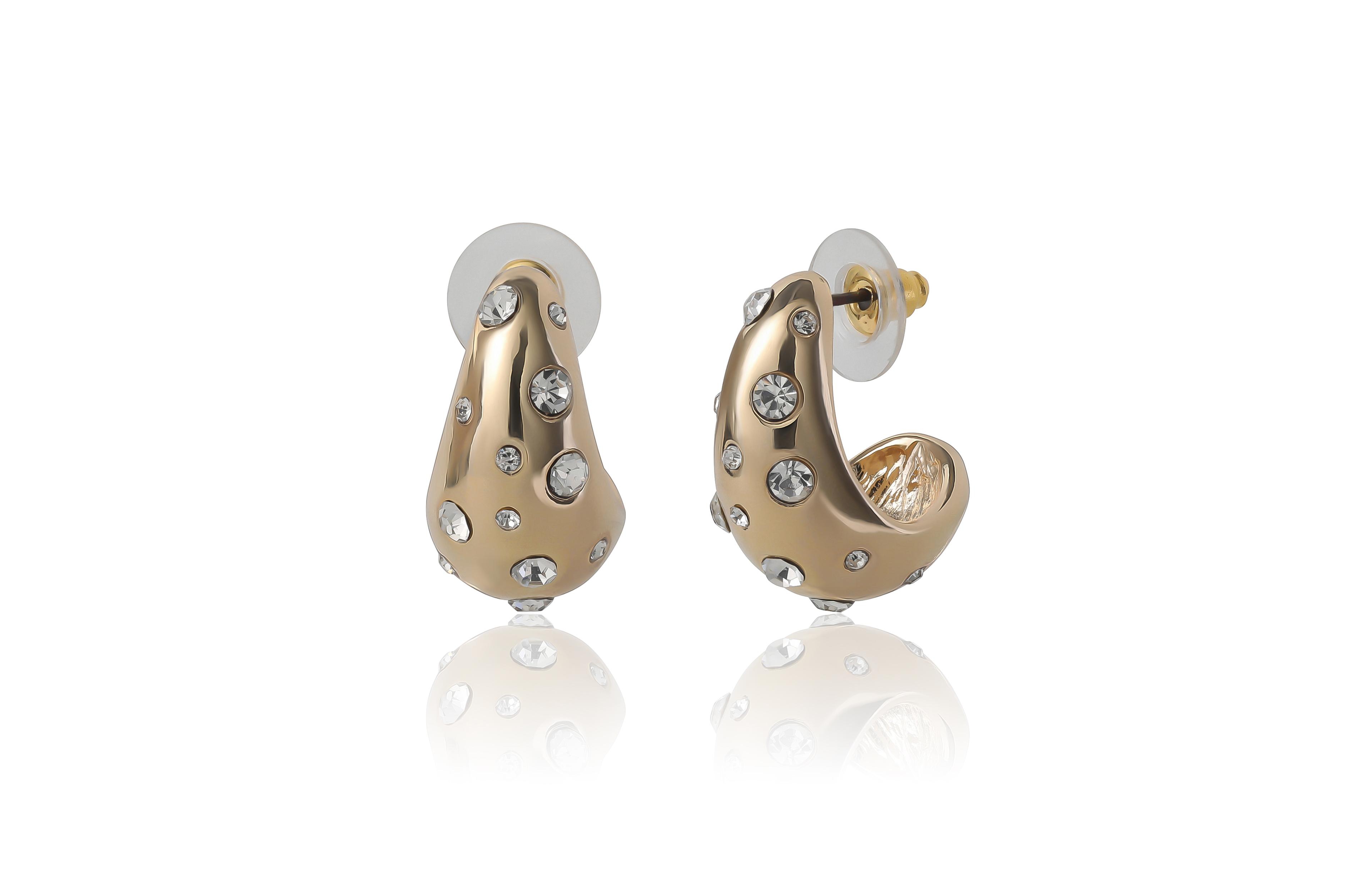Bcbg Gold-Tone Pave Polka Dot Sculptural Hoop Earrings
