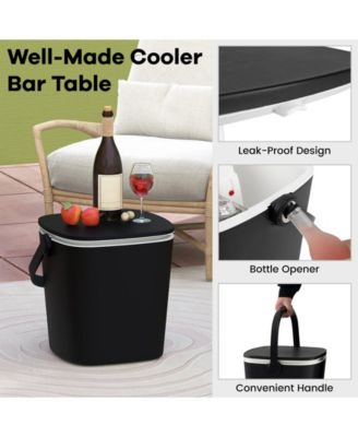 3-in-1 Portable Cooler Bar Table with Bottle Opener and Lift Top Lid for Camping Poolside-Black