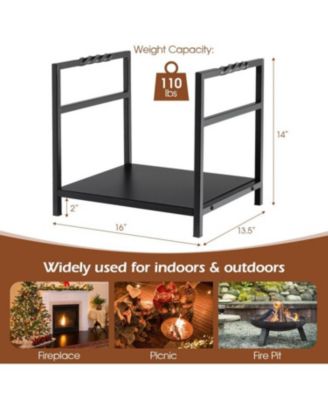 Firewood Log Rack with Unique Handle and Raised Feet-Black