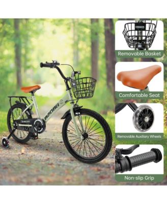 18-Inch Kids Bike for Ages 6-10 with Sparkling Training Wheels & Dual Brakes for Cool, Safe Evening Rides