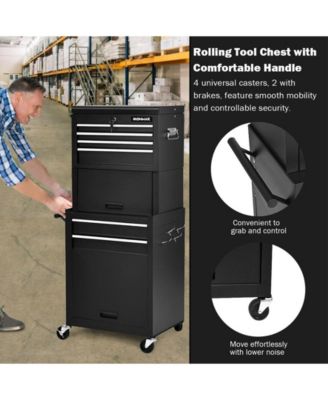 6-Drawer Tool Chest with Heightening Cabinet-Black