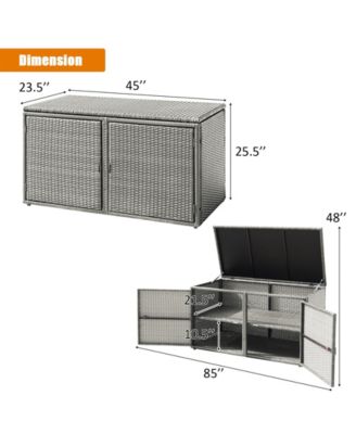 88 Gallon Garden Patio Rattan Storage Container Box
