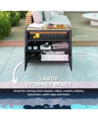 Wicker Outdoor Storage Cabinet, Rat Buffet Sideboard,