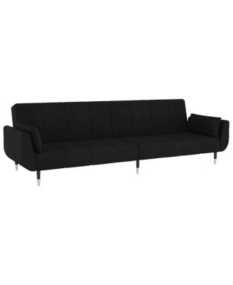 2-Seater Sofa Bed with Two Pillows Black Velvet