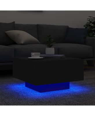 Coffee Table Black Engineered Wood 21.7 in square Lights