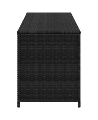 Garden Storage Box Black PE rattan, Powder-coated steel