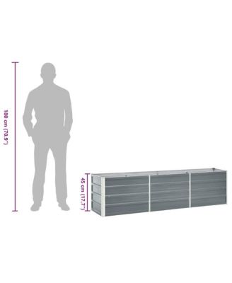 Raised Bed Grey Galvanized steel 94.5 x 15.7 x 17.7 in Durable