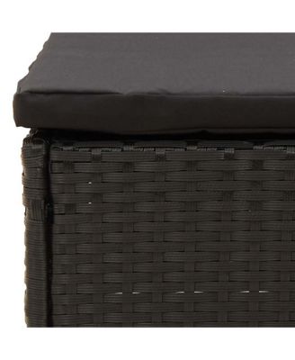 Patio Middle Sofa with Cushions Black Poly Rattan