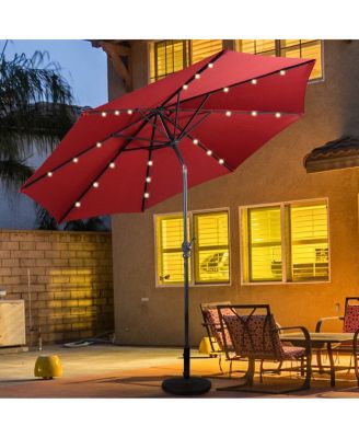 10ft Patio Solar Umbrella LED Patio Market Steel Tilt W