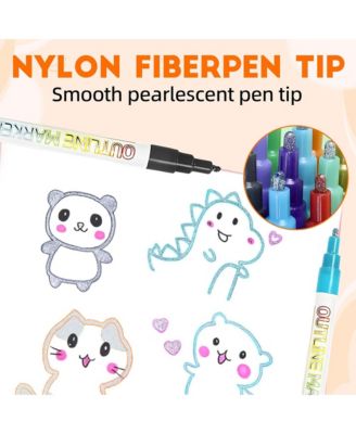 36 Colors Outline Glitter Pens, Metallic Outline Markers for Writing, Drawing and Greeting Cards, Cute Cool Fun Crafts