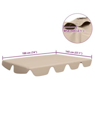Replacement Canopy for Garden Swing Beige 74"/66.1"x57.1"/43.3"