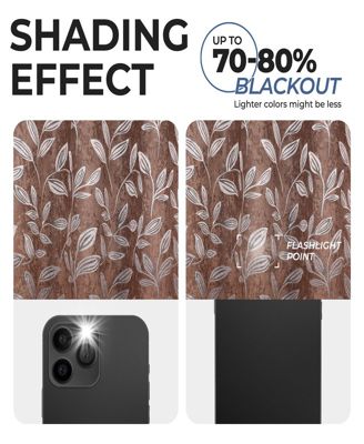 Leaves Modern Bohemian Back Tab Blackout Curtain Set, 52"x 108"