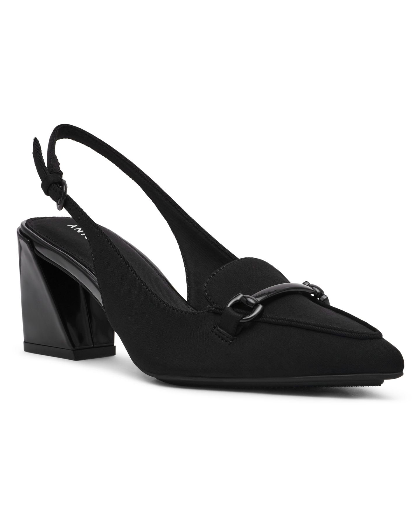 Женские туфли Anne Klein Royce Block Heel Tailored Slingback, цвет: Чёрный — фото 1