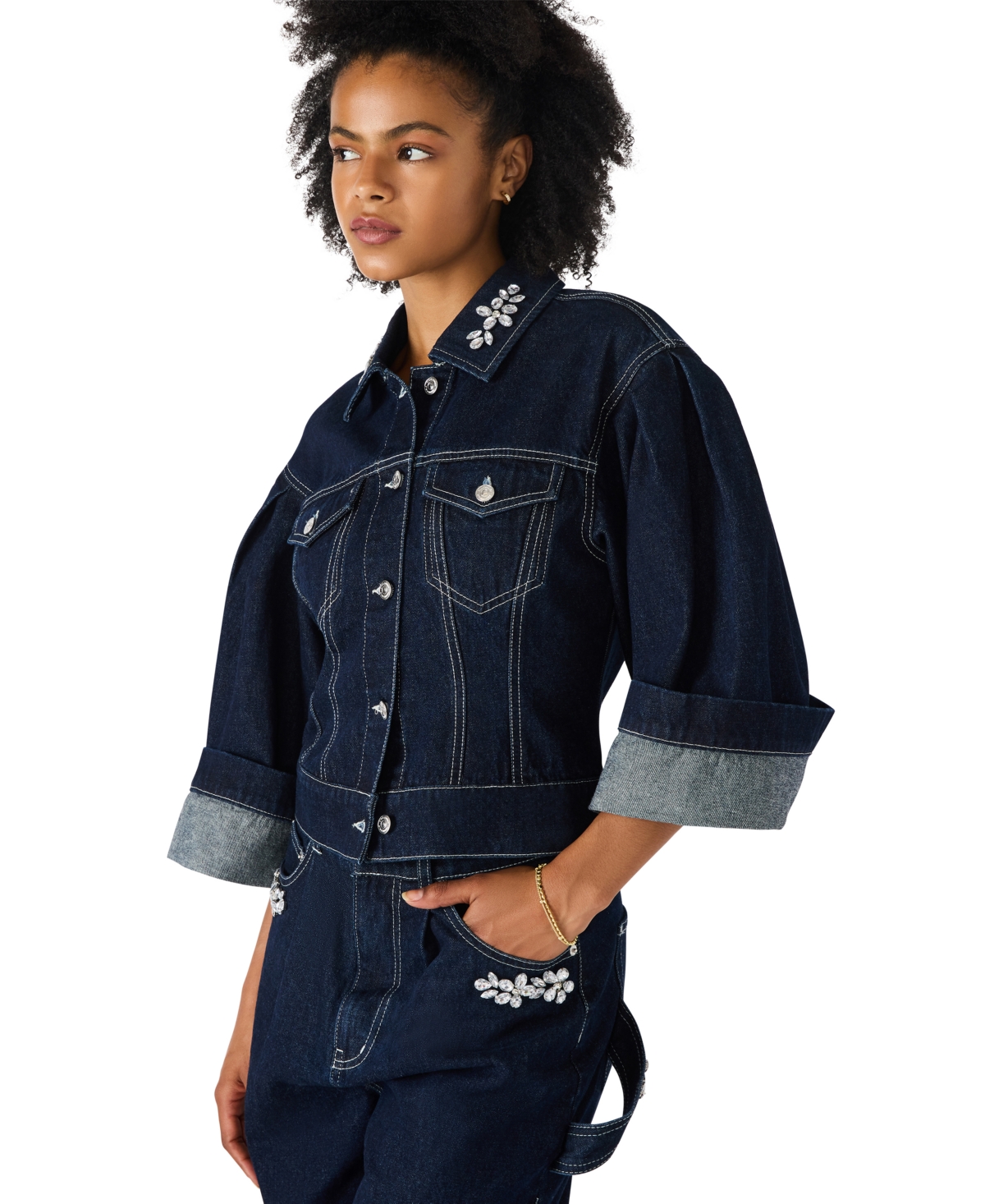 Steve Madden Women's Dorothy Bejeweled 3/4-Sleeve Jacket