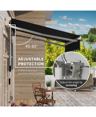 8' x 6.6' Patio Retractable Awning, Manual Sun Shade,