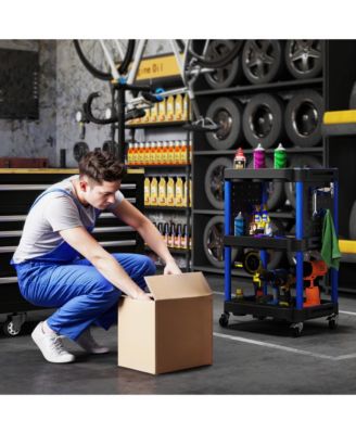 3-Tier Rolling Tool Cart with Wheels, Plastic Utility Cart