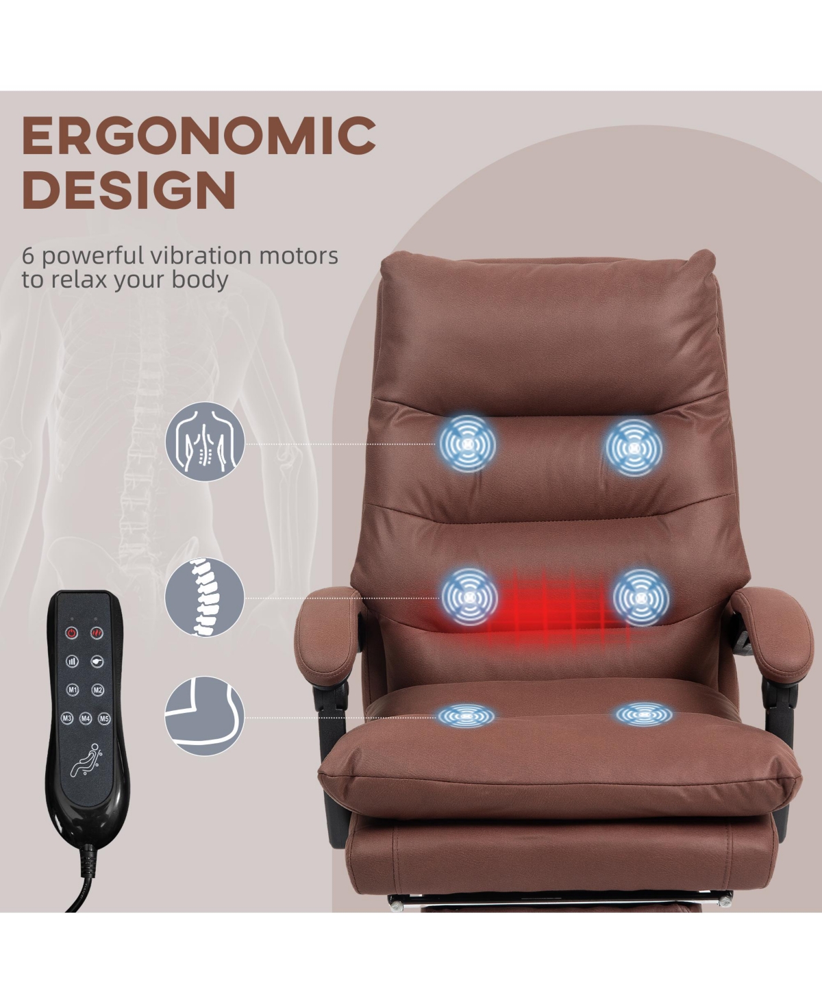 Vinsetto Microfibre Massage Office Chair with Heat, Reclining,