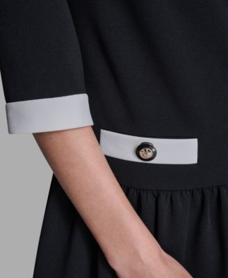 Women's Scuba Crepe Boat Neck A-Line Dress