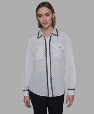 Women's Tweed Collar Top