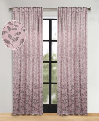 Washable Leaves Room Darkening Back Tab Curtains