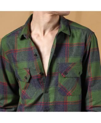 Men's Forest Green & Indigo Blue Buffalo Check Utility Shirt