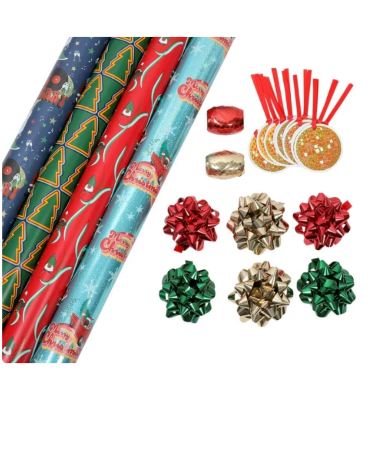 Black Paper Party Soul 4-pc. Gift Wrap Set In Multi
